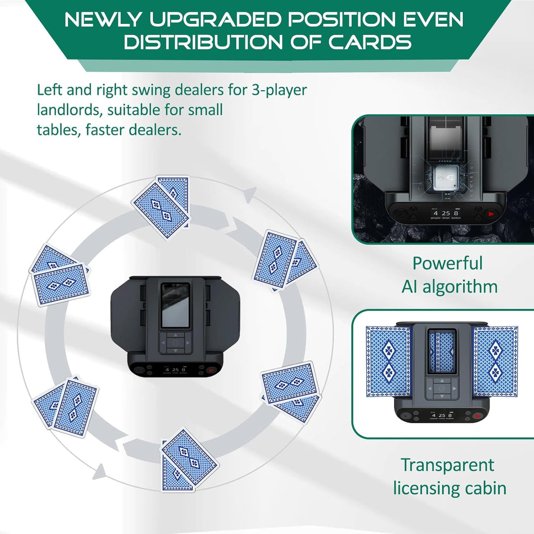 Automatischer Kartenmischer Kartengeber,Ultra leise 360° drehbarer Kartengeber mit 4 kabellosen Kart