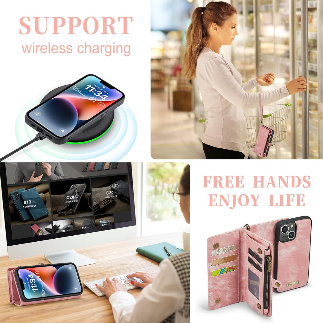 UFinetech iPhone 14 Hülle, Flip Leder TPU Stossfeste Kartenfach Tasche Handyhülle iPhone 14 (6,1 Zol