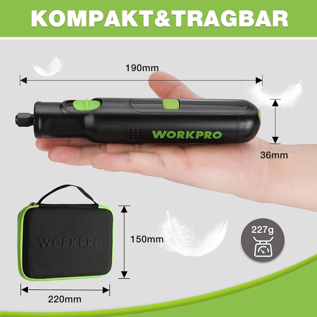 WORKPRO 7,2 V Kabellos Drehwerkzeug Set, Multifunktionswerkzeug mit 117 Zubehörteilen, mit 6 einstel