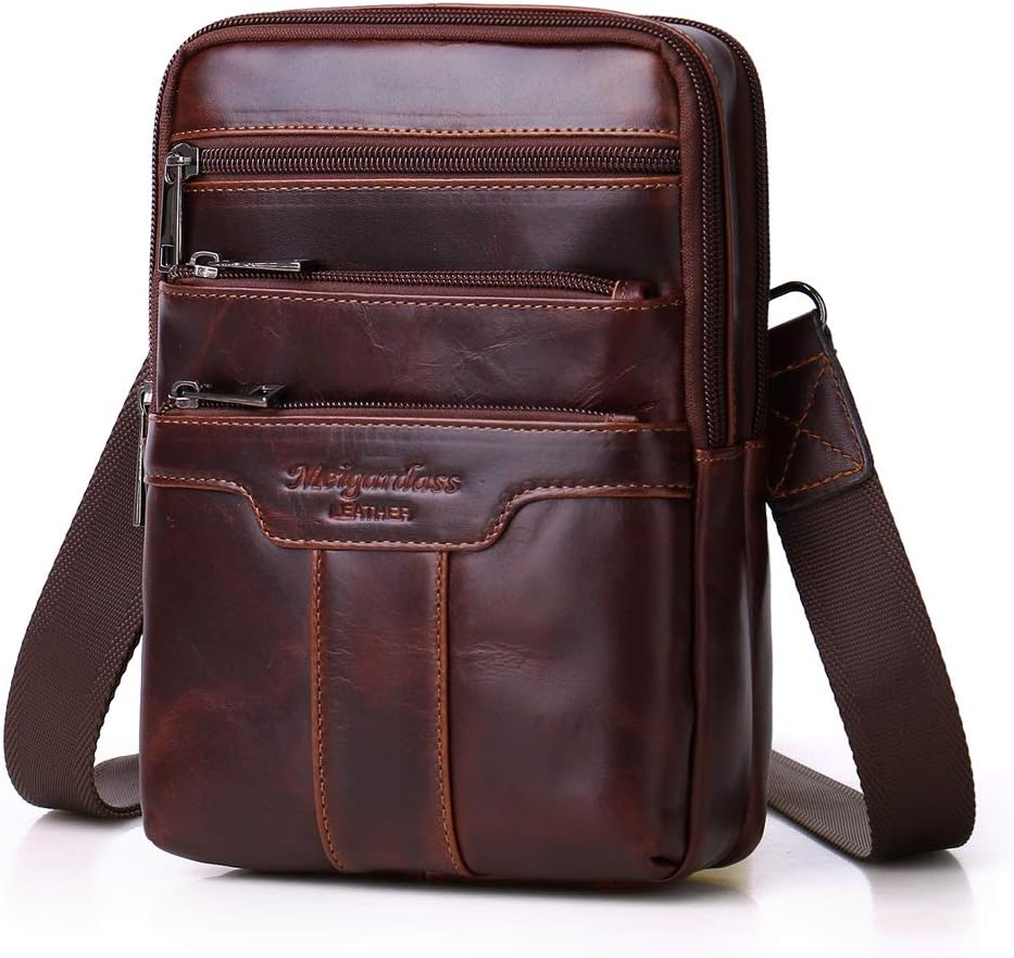 Umhängetasche aus Leder Schulter Crossbody Reisetasche für Herren Frauen 