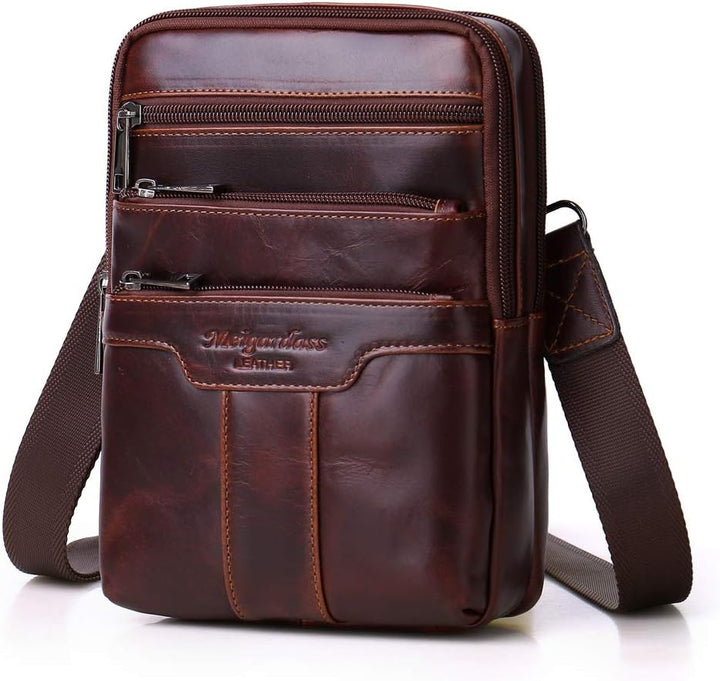 Umhängetasche aus Leder Schulter Crossbody Reisetasche für Herren Frauen 