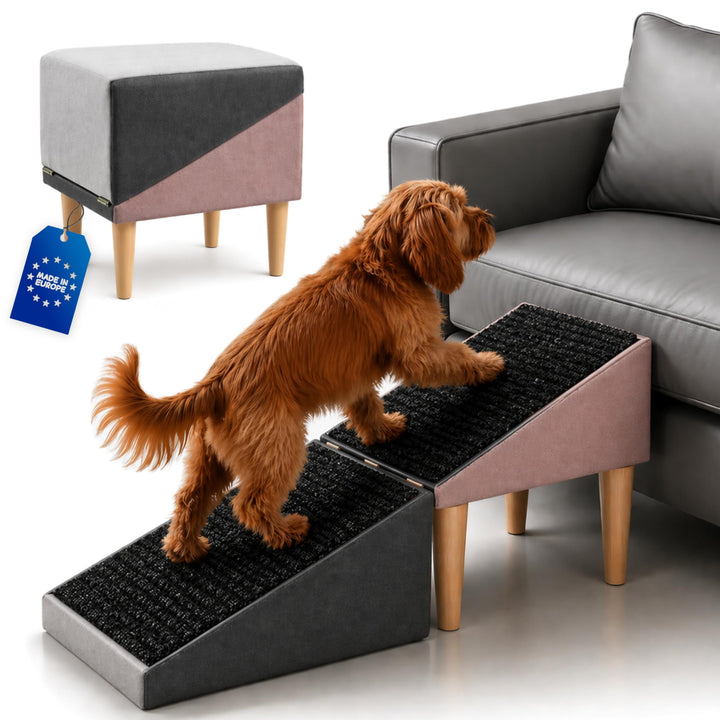 Outentin Hundetreppe Klappbar – rutschfeste Hunderampe & Weiche Haustiertreppe für Kleine & Grosse H