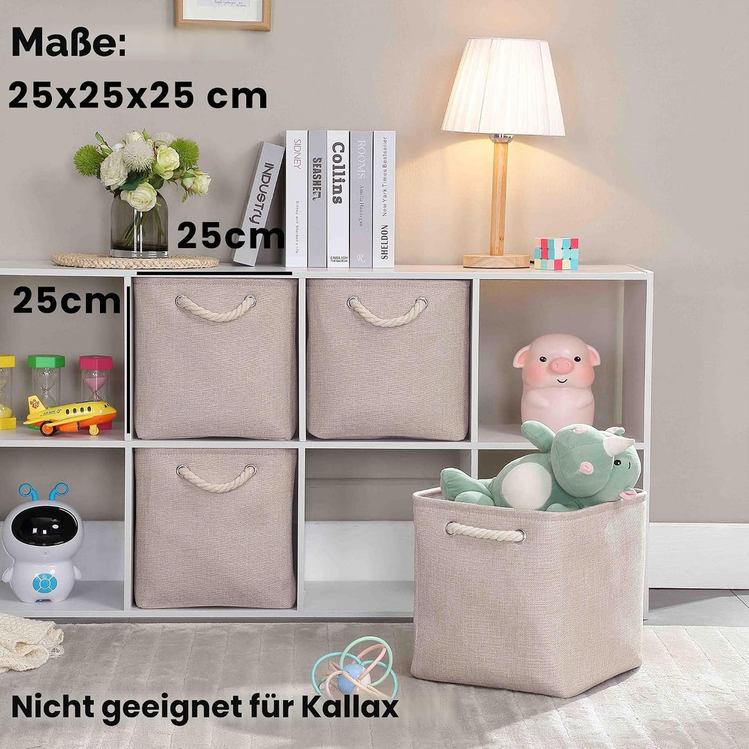 Mangata Aufbewahrungsbox Stoff 25x25x25 cm, aufbewahrungskorb Helles Khaki, Korbe Stoff in Würfel fü