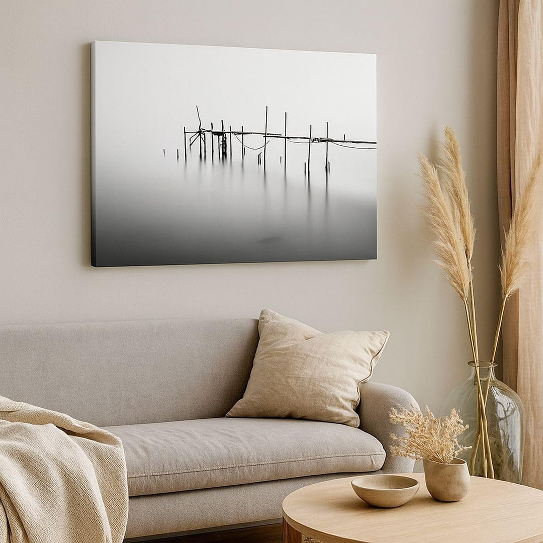 Bilder auf Leinwand Meer Brücke Wasser Leinwandbild mit Rahmen 70x50cm Wandbilder Dekoration Wohnzim