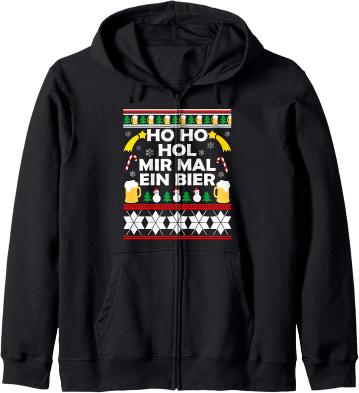 HoHoHo hol mir mal ein Bier Ugly Christmas Outfit Herren Kapuzenjacke