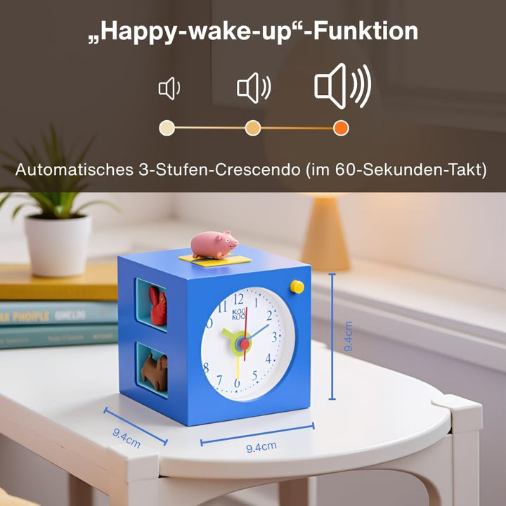 KOOKOO KidsAlarm Blau, Kinderwecker mit 5 Bauernhoftieren und echten Aufnahmen, Blau
