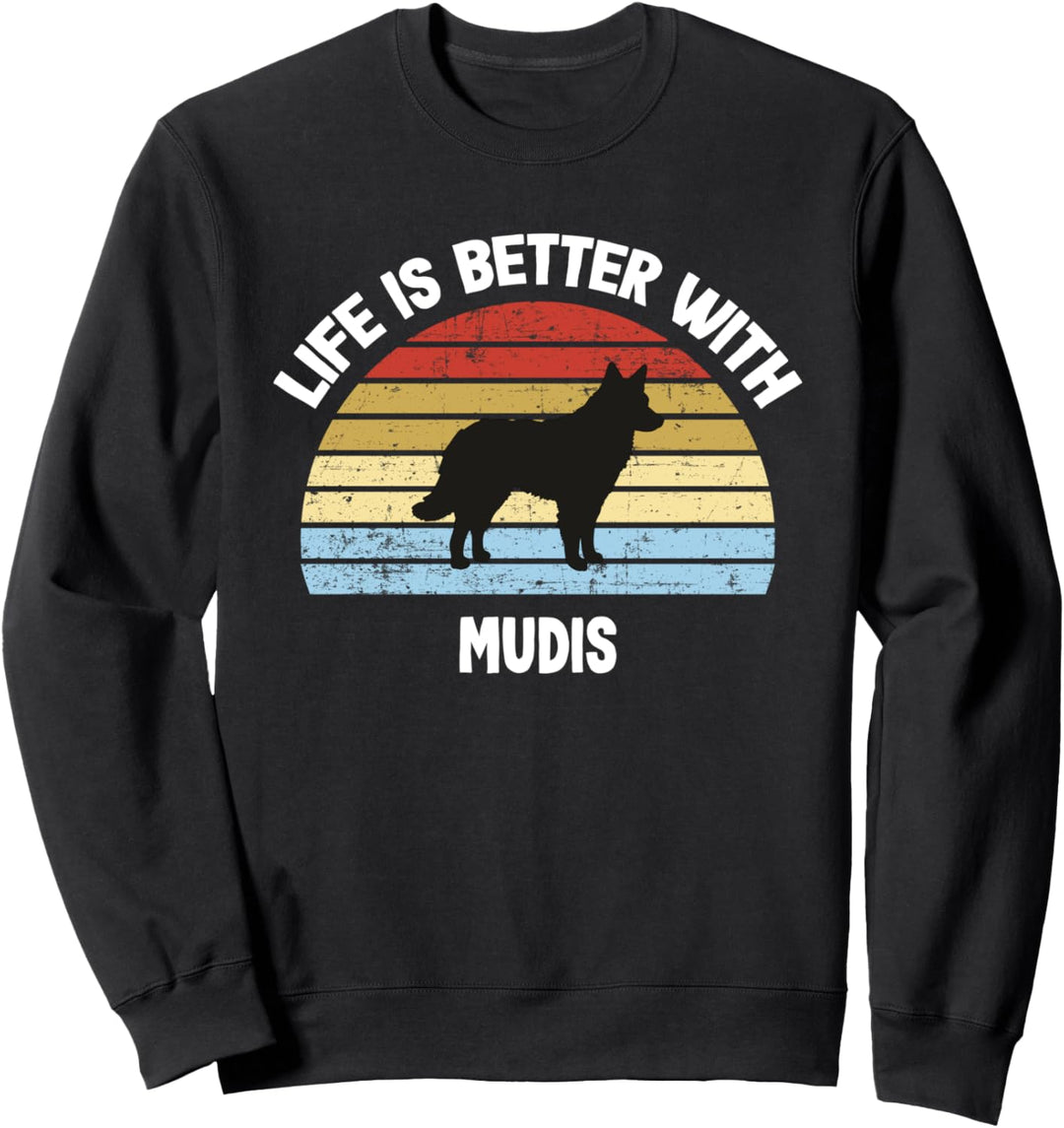 Retro Mudi Hund Geschenk Sweatshirt