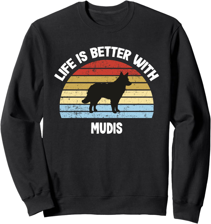 Retro Mudi Hund Geschenk Sweatshirt