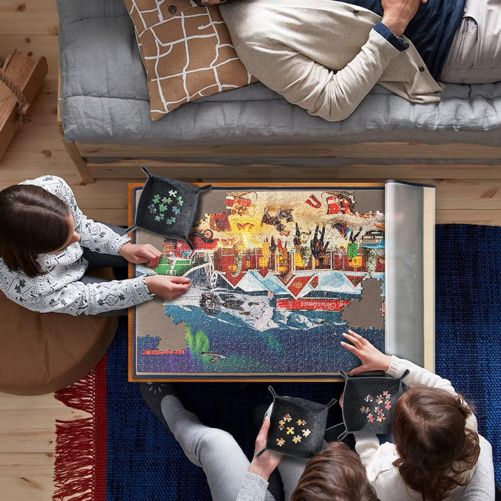 Tektalk Puzzle Board mit 6 Sortierschalen, tragbare Puzzlematte mit transparenter wasserdichter & st