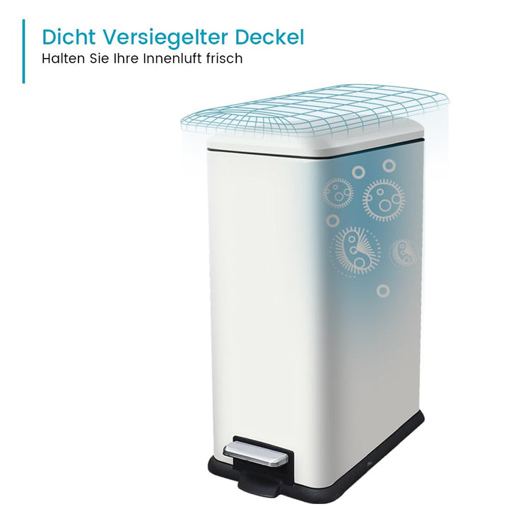 Mülleimer Küche,Grosser Tretmülleimer mit Fusspedal,Weiss Mülleimer | 45 Liter Abfalleimer,Küchenmül