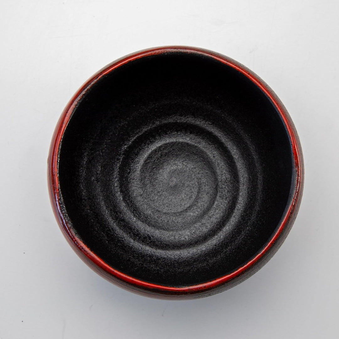 SASUGA Handgefertigte japanische Matcha-Schale, Mino-Ware Steingut Teeschale (Roter Pinselstrich) Ak