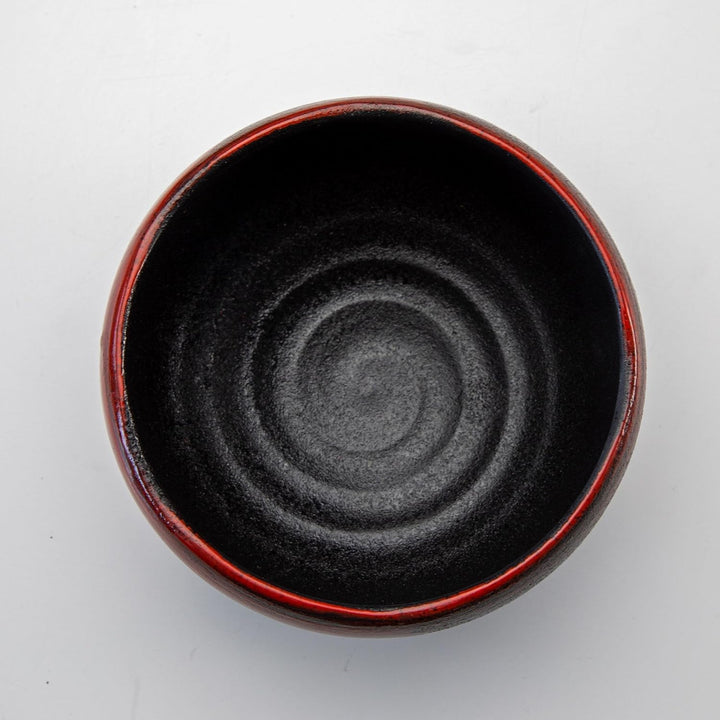 SASUGA Handgefertigte japanische Matcha-Schale, Mino-Ware Steingut Teeschale (Roter Pinselstrich) Ak