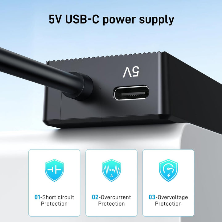 3m USB 3.0 Hub 4 Port 5Gbps Geschwindigkeit & 5V USB-C Stromversorgung – USB Hub Splitter für Büro,