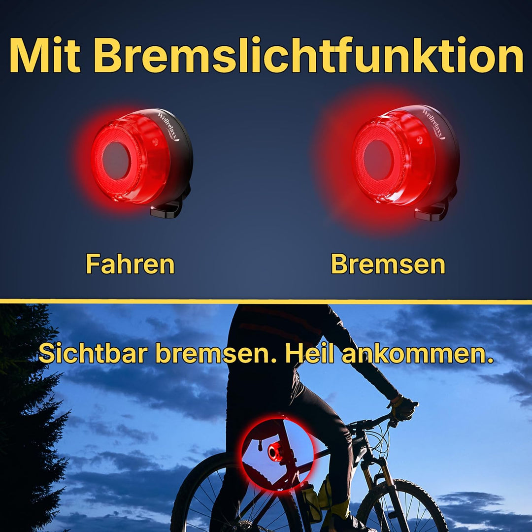 LED Fahrradlicht Set USB aufladbar 100LUX | Fahrrad Licht StVZO zugelassen | Fahrradbeleuchtung Set