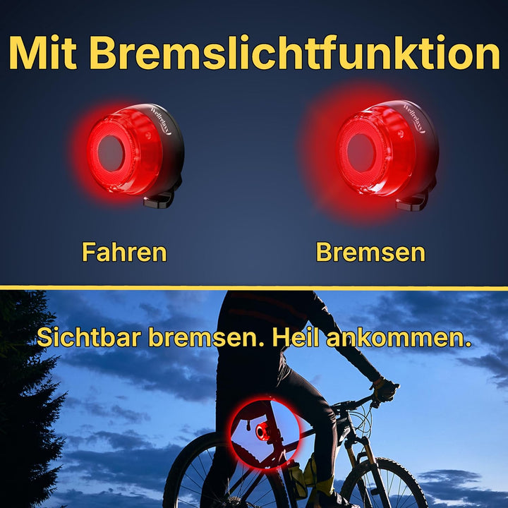 LED Fahrradlicht Set USB aufladbar 100LUX | Fahrrad Licht StVZO zugelassen | Fahrradbeleuchtung Set