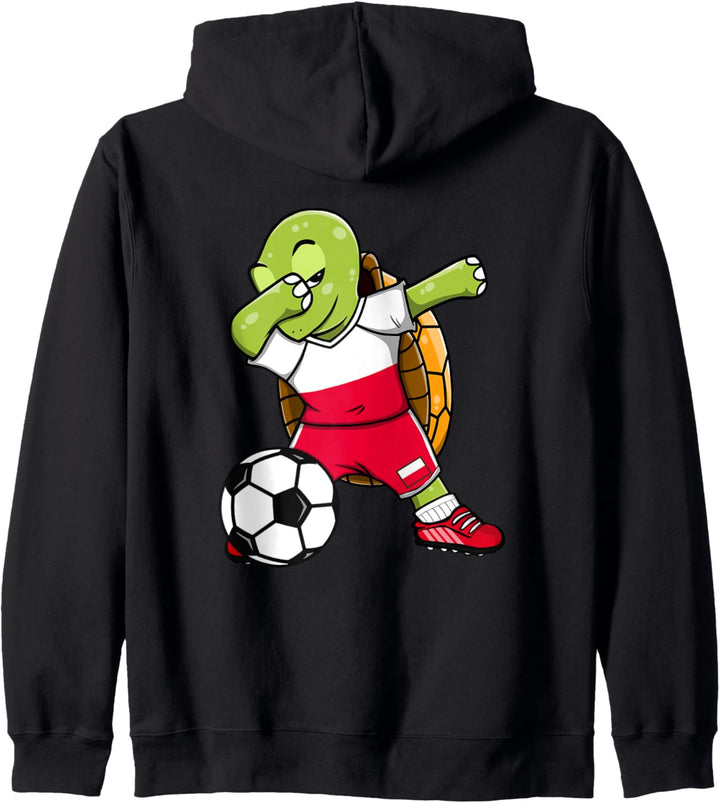 Dab Schildkröte Polen Fussball Mannschaft Polnische Flagge Kapuzenjacke