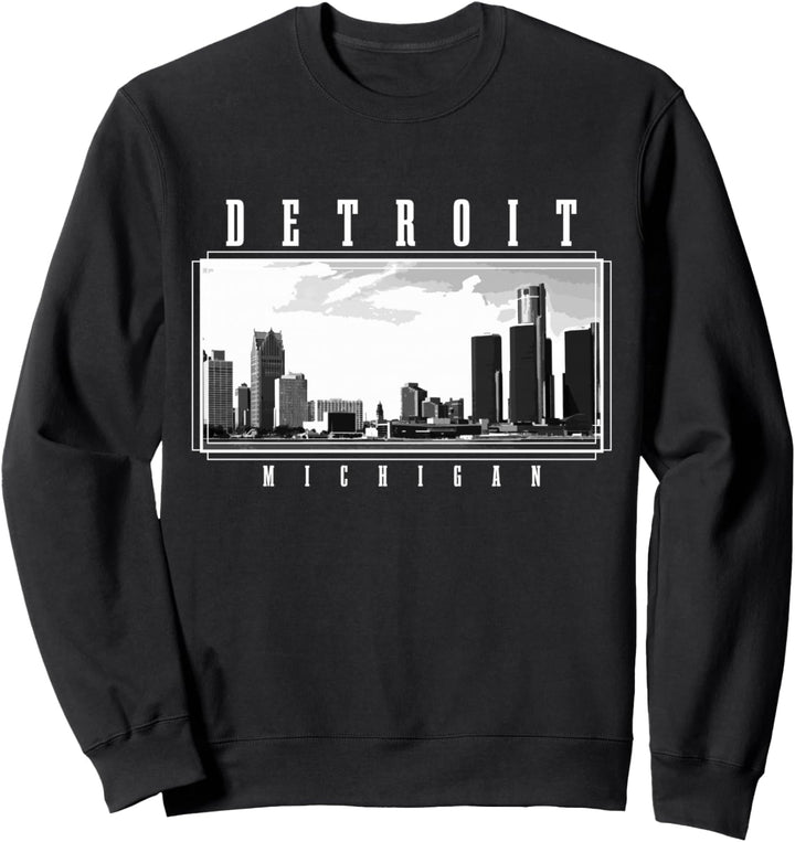Detroit Skyline Michigan Techno Vintage USA Amerika Souvenir Sweatshirt
