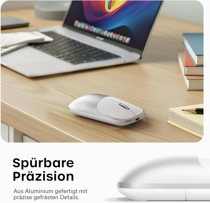 SATECHI Slim EX Kabellose Computermaus, Multi Device Bluetooth & 2,4-GHz für macOS, Windows, iPadOS