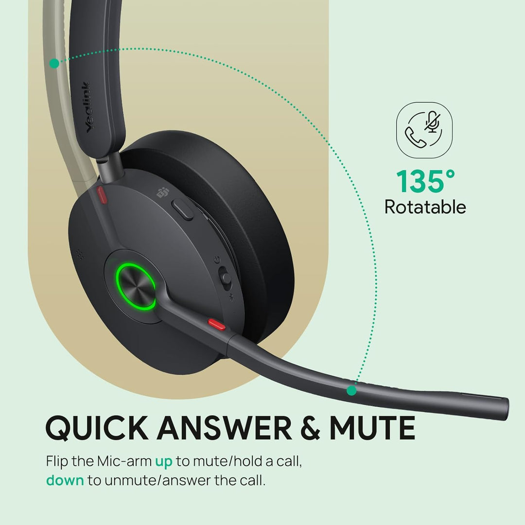 Yealink BH74 mit Ladestation ANC Kabelloses Bluetooth Headset mit Mikrofon, 6X Hybride Geräuschunter