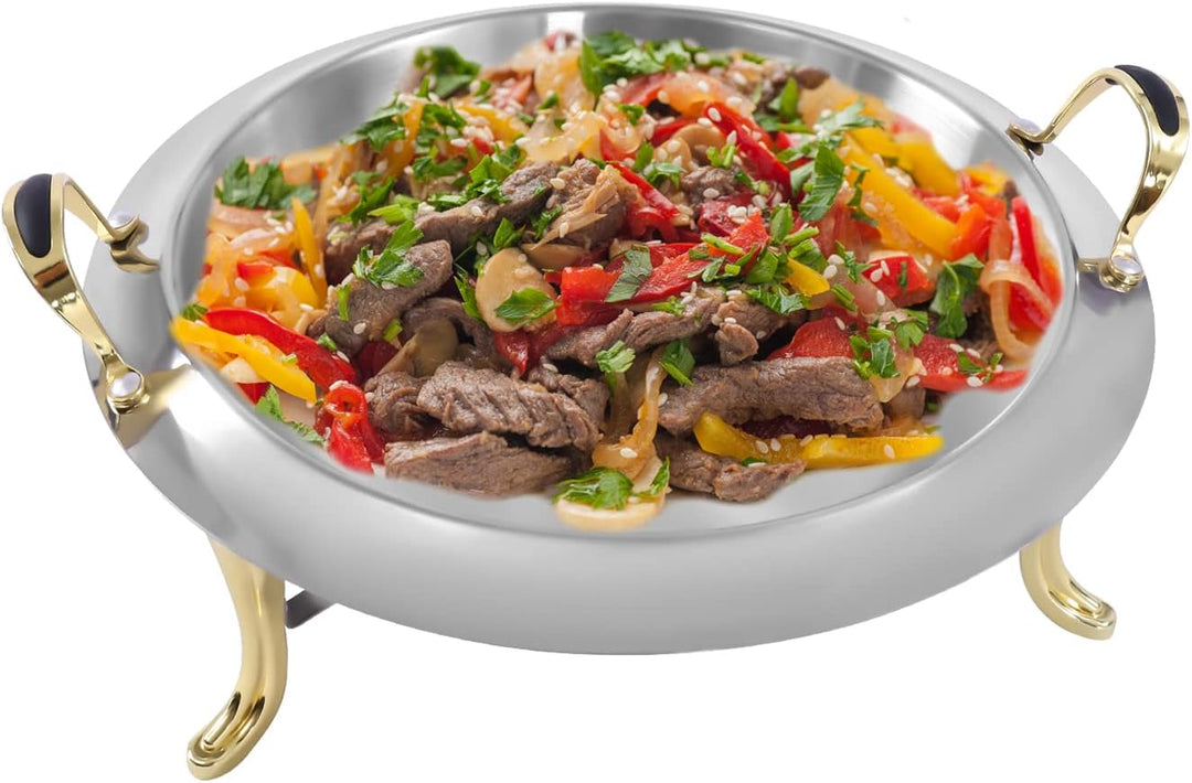 Professioneller Chafing Dish Speisenwärmer aus Edelstahl, rund, Catering, Buffet, Besteck, professio