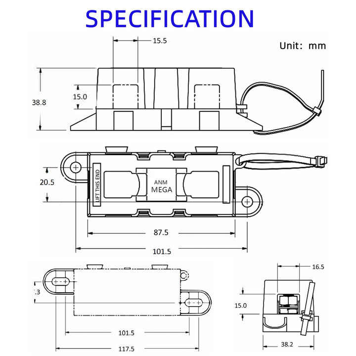 BOJACK MEGA Sicherungshalter für MEGA Sicherung (2 Stück) Mega Fuse Holder, Mega Fuse Holder