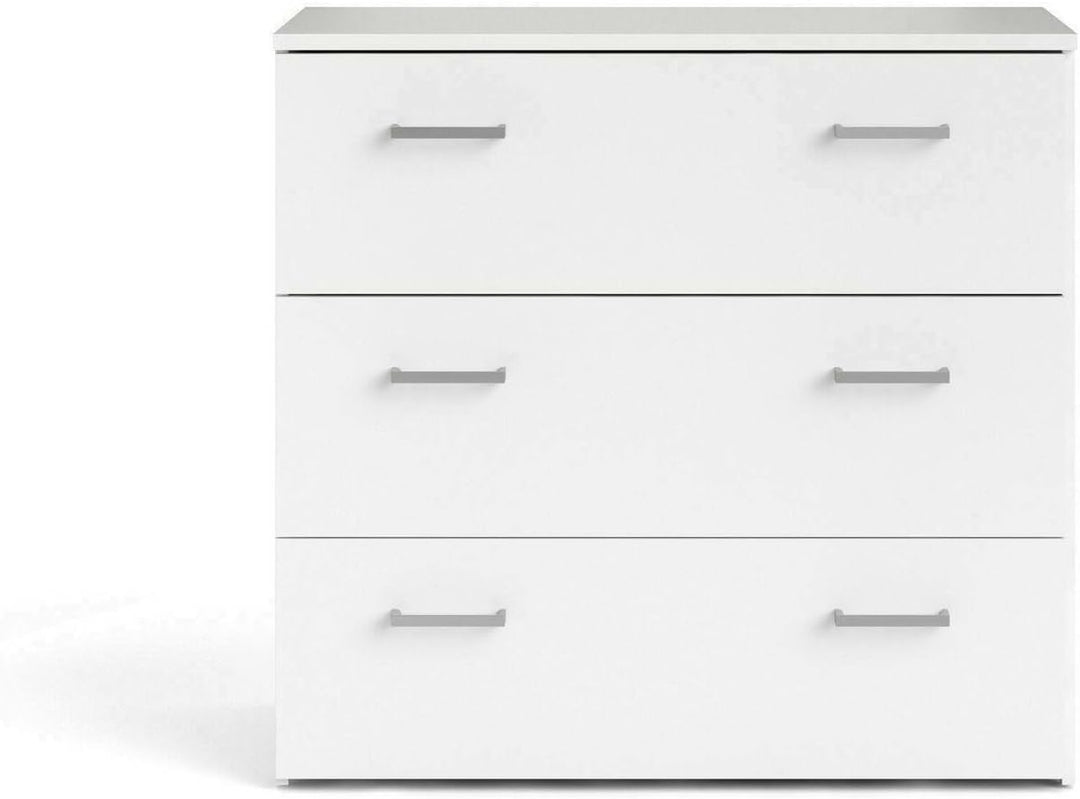 Dmora Kommode mit drei Schubladen mit Griffen, weisse Farbe, 74 x 69 x 36 cm