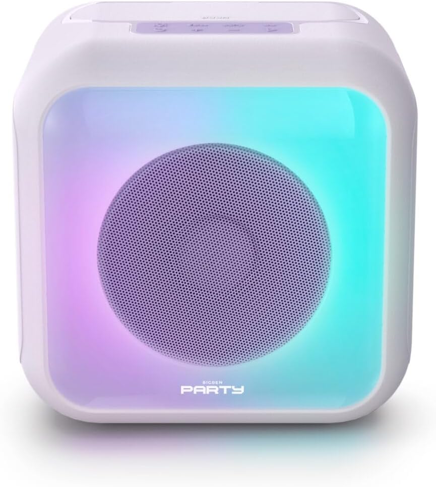 Enceinte karaoké lumineuse - BIGBEN - Lavande - Bluetooth, 30W, 2 micros sans fil USB-C, Égaliseur,