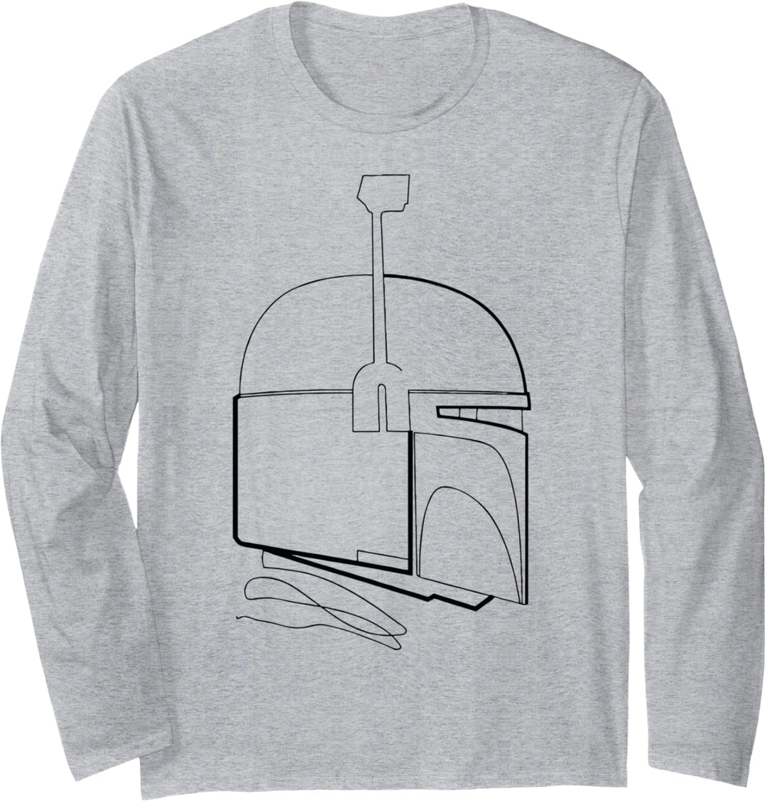 Star Wars Boba Fett One Line Sketched Portrait Langarmshirt