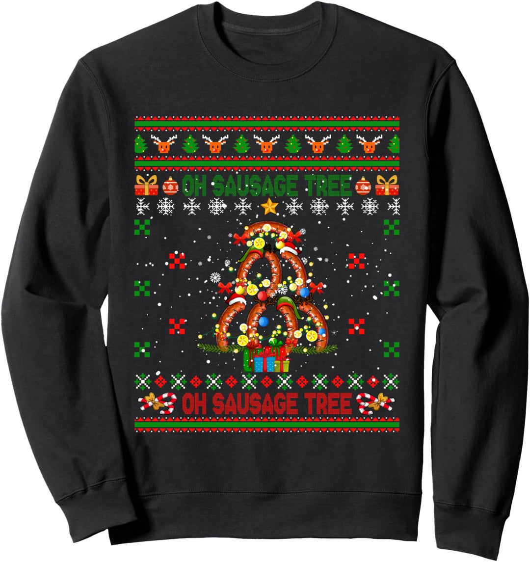 Sausage Christmas Tree Santa Elf Sausages As Xmas Tree Sweatshirt