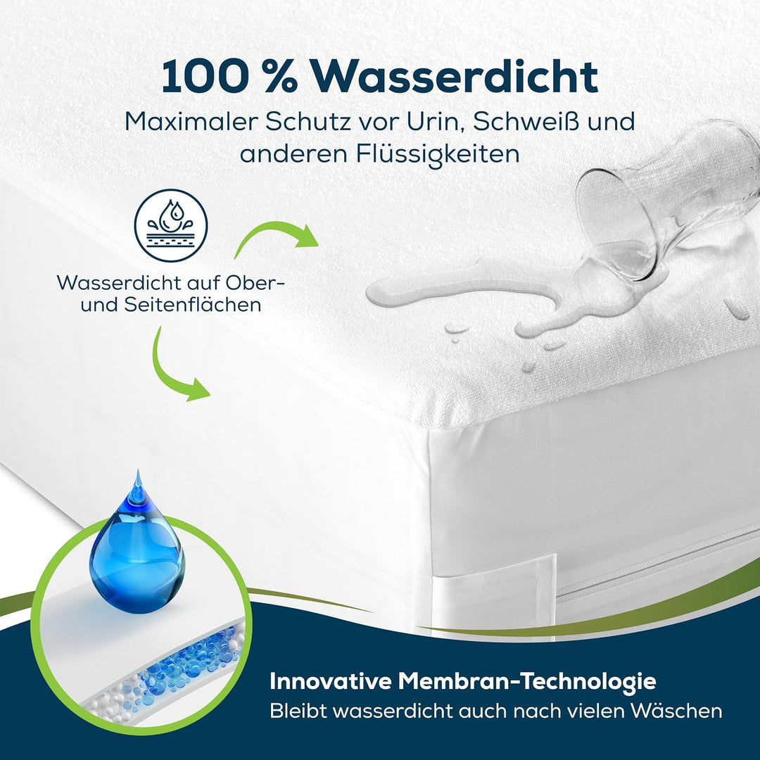 Sensalou Matratzenschoner 100 x 200 x 30 cm Wasserdicht und Milbendicht als Rundumbezug gegen Milben