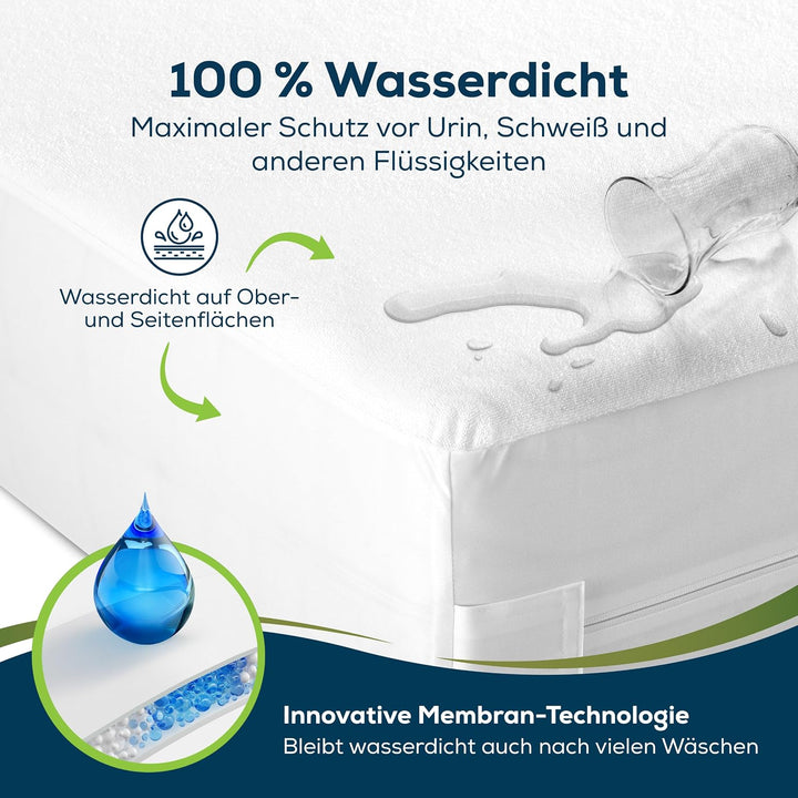 Sensalou Matratzenschoner 100 x 200 x 30 cm Wasserdicht und Milbendicht als Rundumbezug gegen Milben