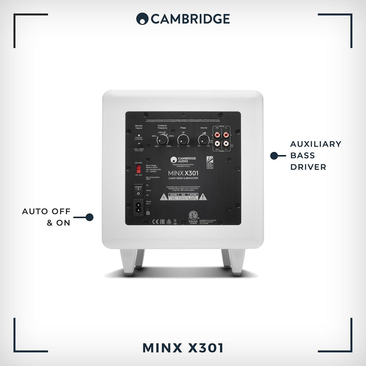 Cambridge Audio Minx X301-300 Watt Aktiv-Subwoofer mit zusätzlichem Basstreiber und voll einstellbar