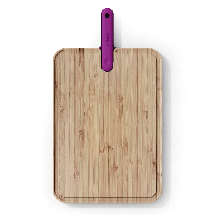 Trebonn - Artù Integrated Knife Chef Schneidebrett aus Bambus mit integriertem Chef-Messer, 43 x 24