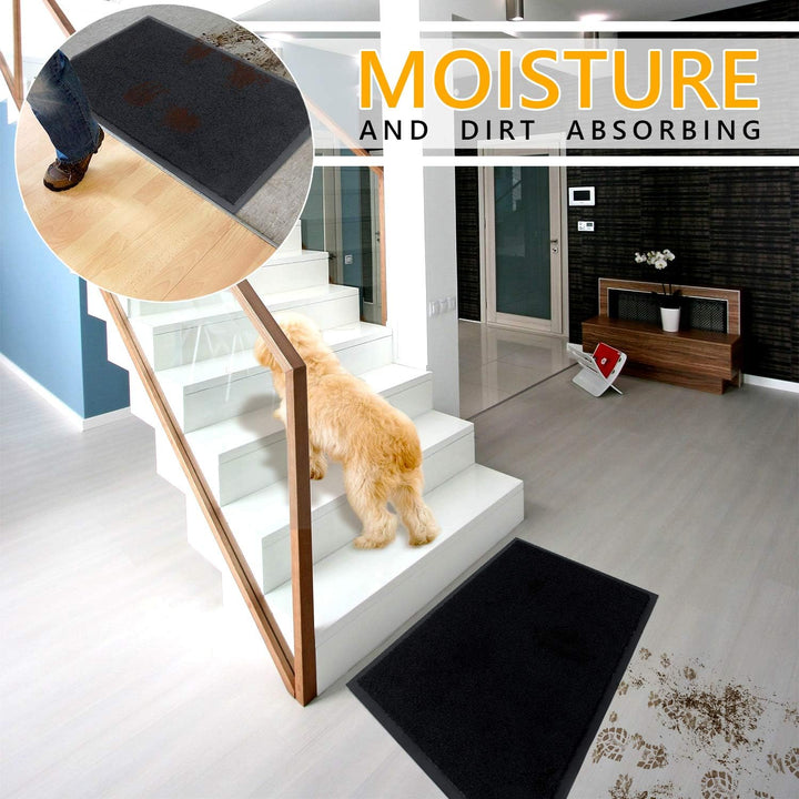 GadHome Fussmatte Schwarz 90x150 cm|Eingangstürmatte wasserdicht waschbar strapazierfähiger Schmutzf
