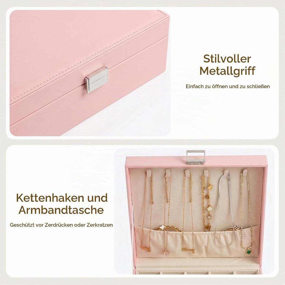 Frebeauty Ohrring-Organizer, klassische Schmuckschatulle mit 50 Fächern, doppellagig, mit 6 Haken fü