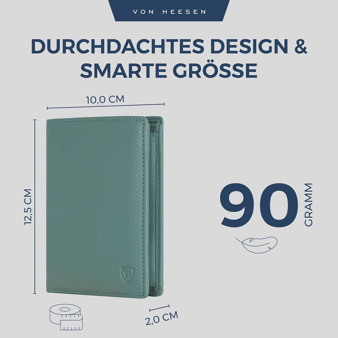 VON HEESEN Leder Geldbörse RFID Schutz I Echtleder Geldbeutel für Damen &amp; Herren I Portemonnaie Brie
