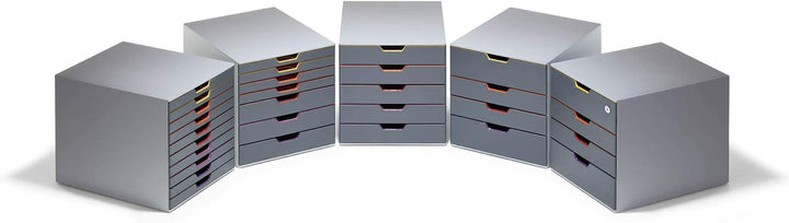 Durable Schubladenbox A4 (Varicolor) 4 Fächer, mit Etiketten zur Beschriftung, mehrfarbig, 760427, 4