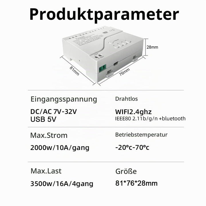 Punxasl 4 Kanal Wirelesssmart Schalter, Motorsteuerung, Trockenkontakt-Relaisschalter, RF433 MHz Tuy