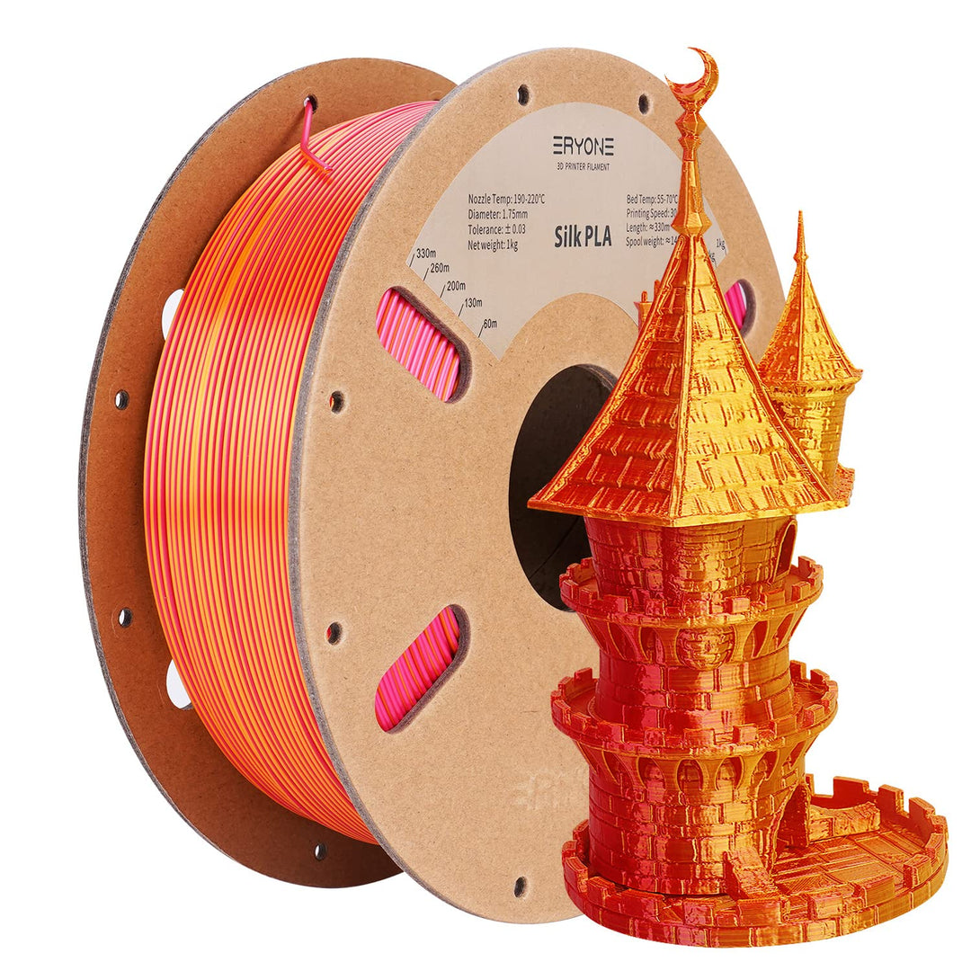 ERYONE Dual Zweifarbig PLA Filament 1.75mm, 3D Drucker Filament 1kg Spule +/- 0,03 mm, Seide Rot & G