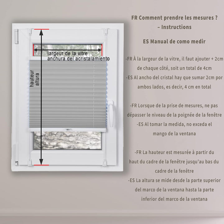 DECOOR Plissee ohne Bohren 60cm x 120cm Faltrollo Rollo für Fenster und Tür Nicht-invasive Fensterja