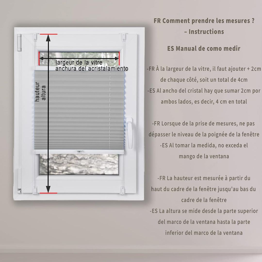 DECOOR Plissee ohne Bohren Thermorollo 80cm x 100cm Faltrollo Rollo für Fenster und Tür Nicht-invasi