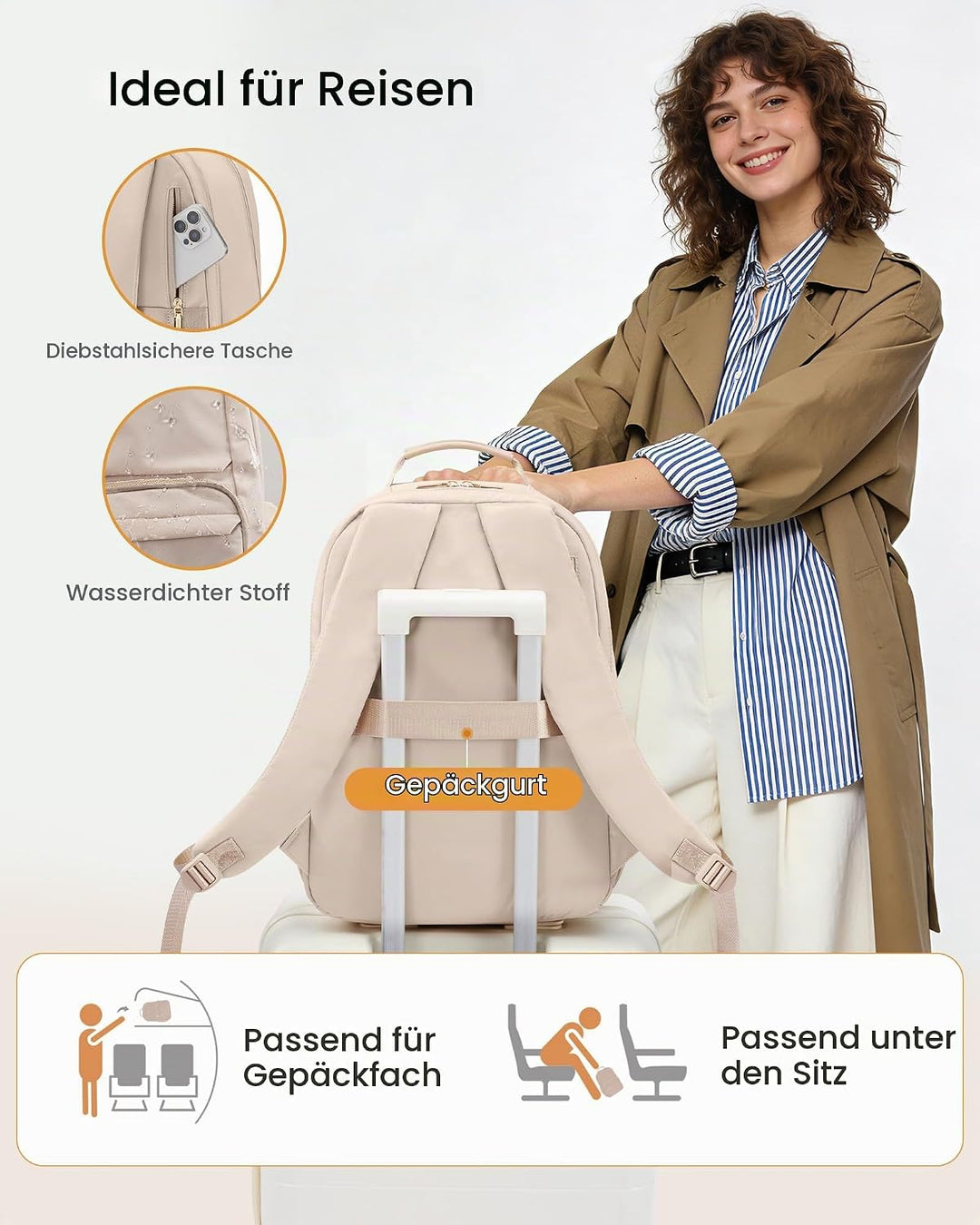 LOVEVOOK Laptop Rucksack Damen, 15,6 Zoll Schulrucksack Teenager Wasserdicht Schultasche Mädchen Ele