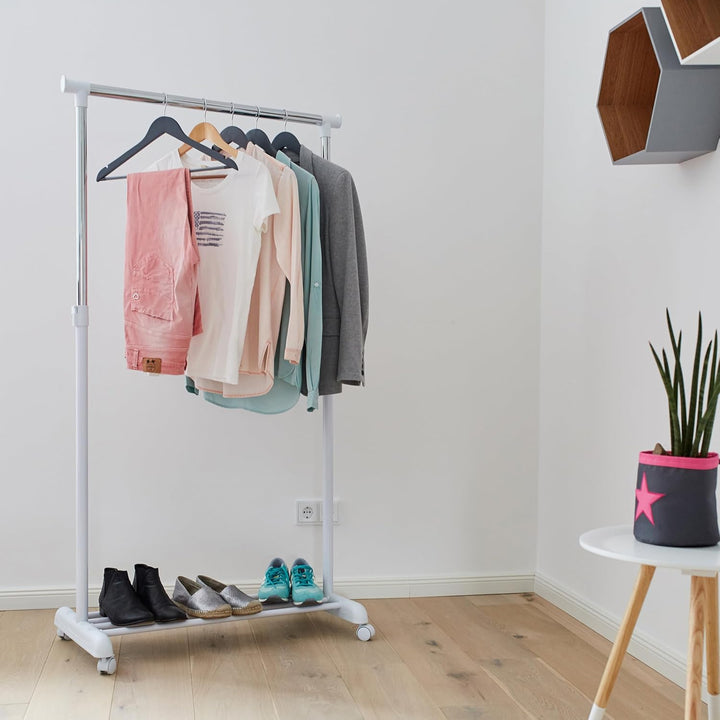 LOVE IT STORE IT Kleiderständer auf Rollen - Höhenverstellbarer Garderobenständer mit 1 Kleiderstang