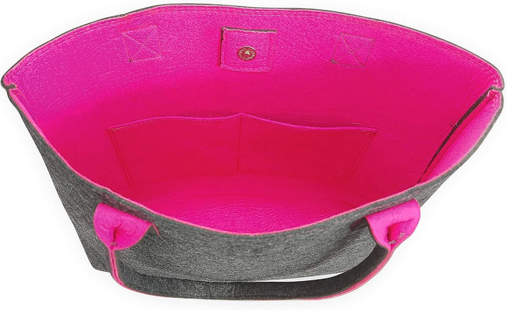 Shopping-Bag aus Filz, grosse verschliessbare Einkaufs-Tasche mit Henkel, Einkaufskorb, Handtasche g