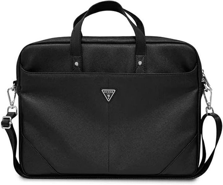 Guess Unisex Saffiano Hot Stamp Triangle Logo Tasche, Schwarz