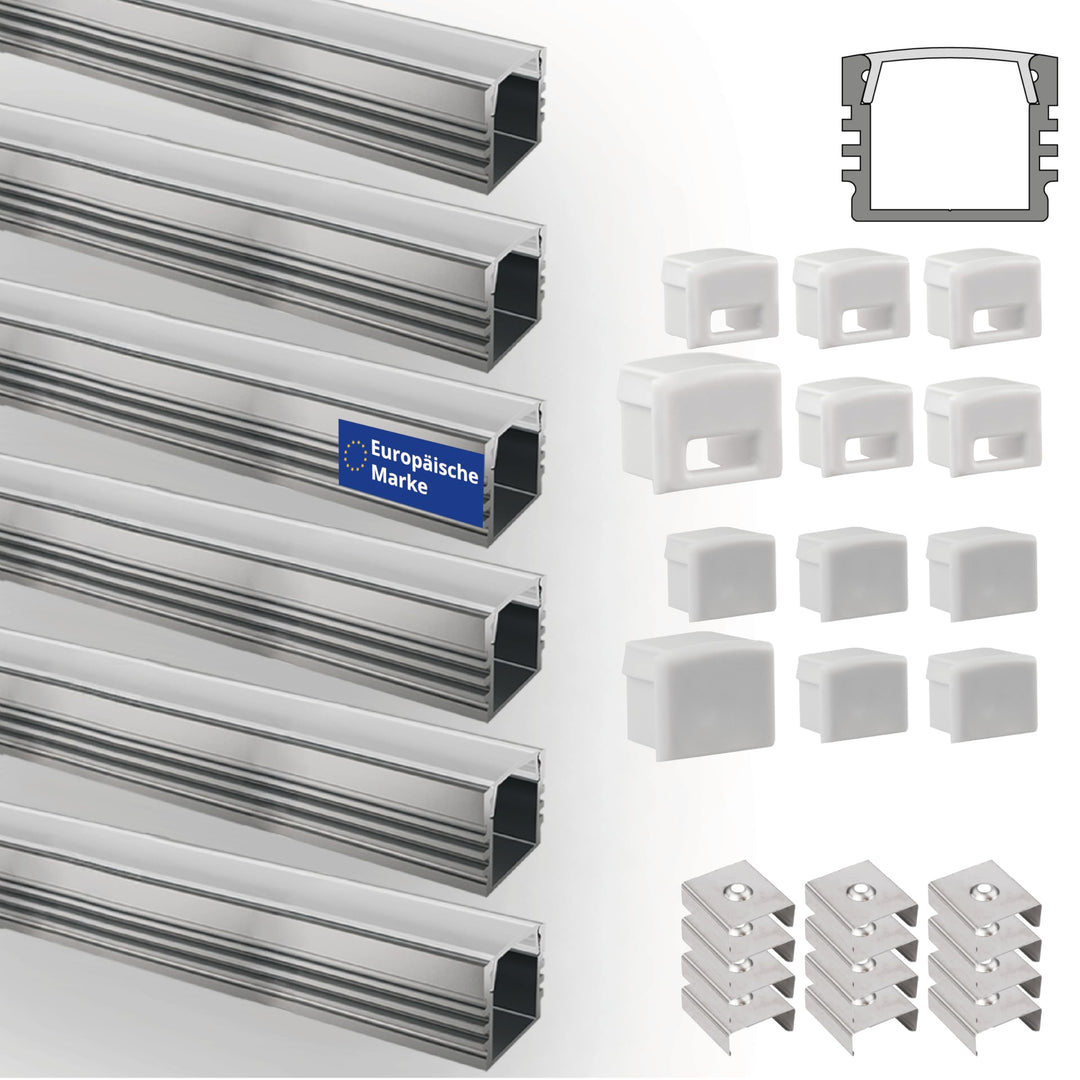 INNOVATE LED Profil silber 6 x 1m - Aluminium Profil - Aluprofil für LED-Strip - Profil für LED-Stre
