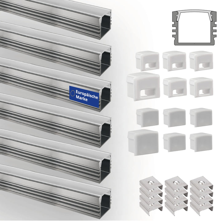 INNOVATE LED Profil silber 6 x 1m - Aluminium Profil - Aluprofil für LED-Strip - Profil für LED-Stre