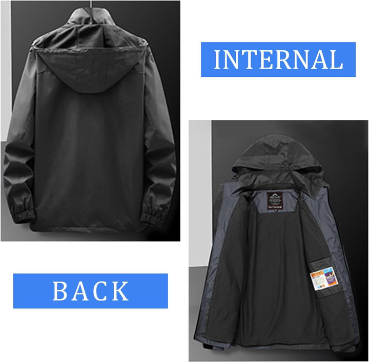 SUKUTU Herren Outdoor Wasserdichte Kapuzen-Sportjacke Leichte Wanderjacke Bergjacke Softshell Herbst