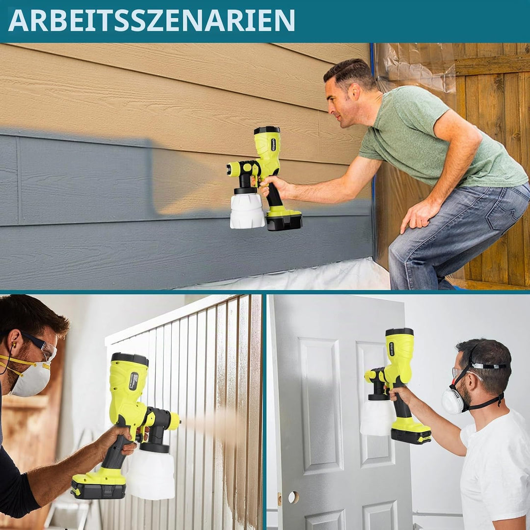 18 V Farbsprüher High Speed für Ryobi 18 V Batterie, 2 Behälter, leicht zu reinigen, für Hausmalerei