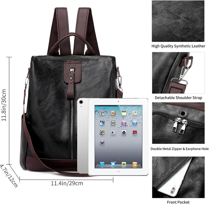JSNOM Damen Rucksack Leder Casual Anti-Diebstahl: Rucksack Damen Kleine Elegante Wasserdichte Daypac